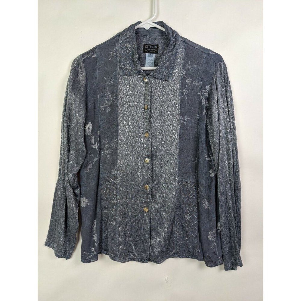 Citron Santa Monica Gray Women's button up blouse size S